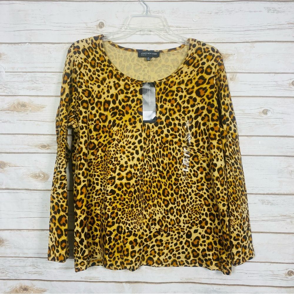 Jones‎ New York Women’s Animal Print Long Sleeve Top Size 2X